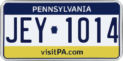 PA license plate JEY1014