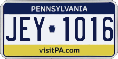 PA license plate JEY1016