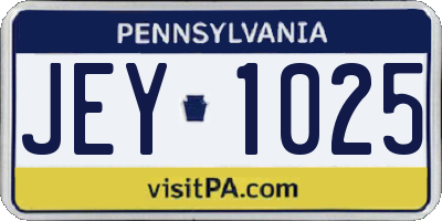 PA license plate JEY1025