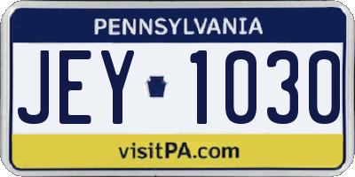 PA license plate JEY1030