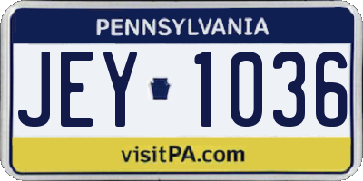 PA license plate JEY1036