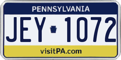 PA license plate JEY1072