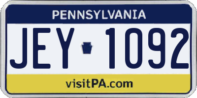 PA license plate JEY1092