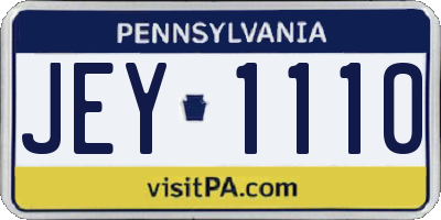 PA license plate JEY1110
