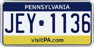 PA license plate JEY1136