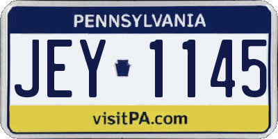 PA license plate JEY1145