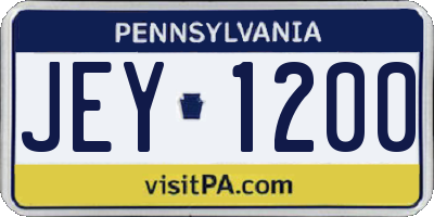 PA license plate JEY1200