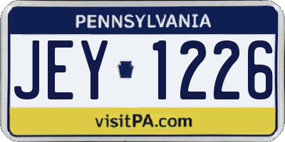 PA license plate JEY1226