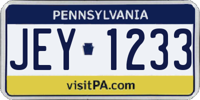 PA license plate JEY1233