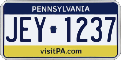 PA license plate JEY1237