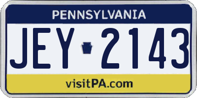 PA license plate JEY2143