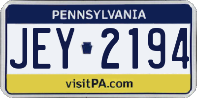 PA license plate JEY2194