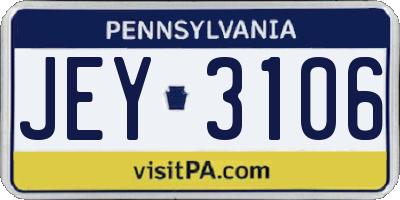 PA license plate JEY3106