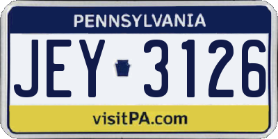 PA license plate JEY3126