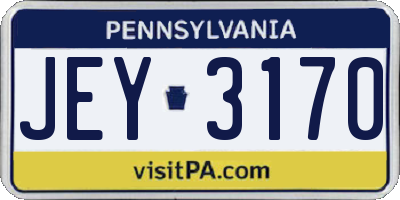 PA license plate JEY3170