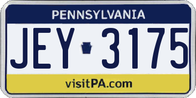 PA license plate JEY3175