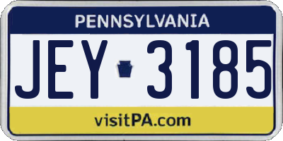 PA license plate JEY3185