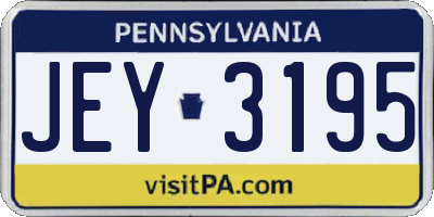 PA license plate JEY3195