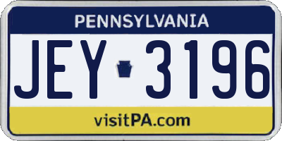 PA license plate JEY3196