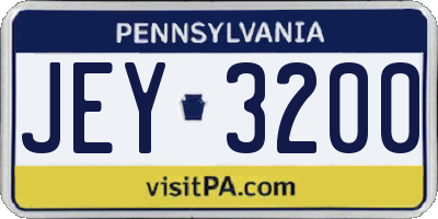 PA license plate JEY3200