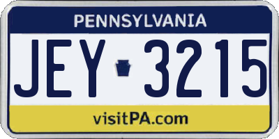 PA license plate JEY3215