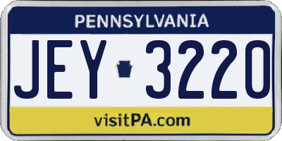 PA license plate JEY3220