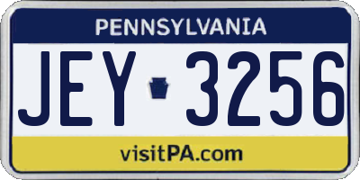 PA license plate JEY3256