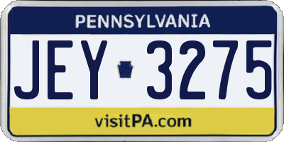 PA license plate JEY3275