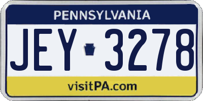PA license plate JEY3278