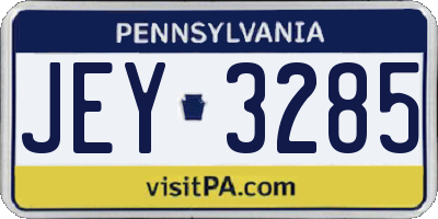 PA license plate JEY3285