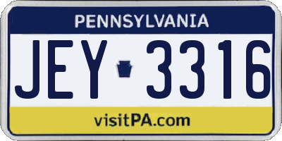 PA license plate JEY3316