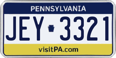 PA license plate JEY3321