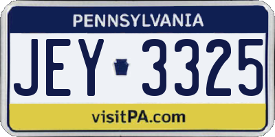 PA license plate JEY3325