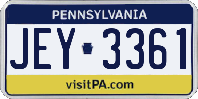 PA license plate JEY3361