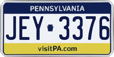 PA license plate JEY3376