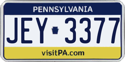 PA license plate JEY3377