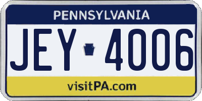 PA license plate JEY4006