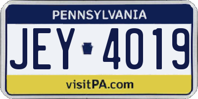 PA license plate JEY4019