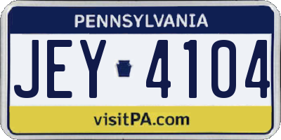 PA license plate JEY4104
