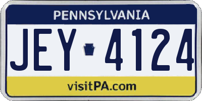 PA license plate JEY4124