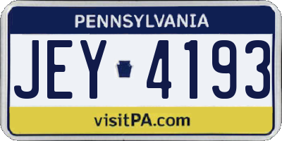 PA license plate JEY4193