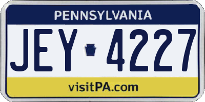 PA license plate JEY4227