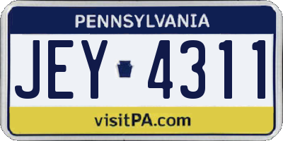 PA license plate JEY4311