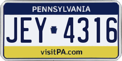PA license plate JEY4316