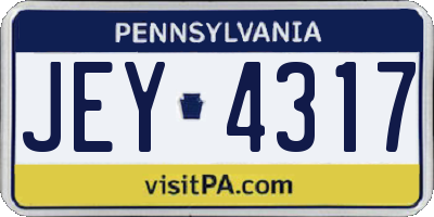 PA license plate JEY4317