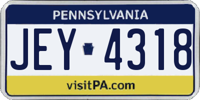PA license plate JEY4318