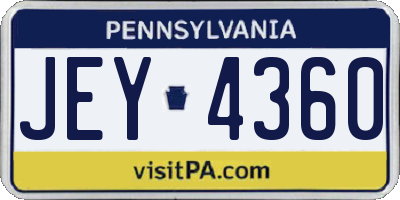PA license plate JEY4360