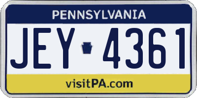 PA license plate JEY4361