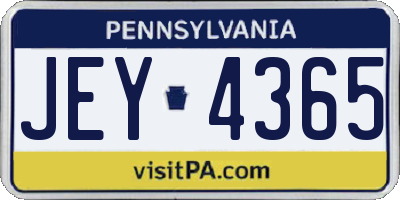 PA license plate JEY4365
