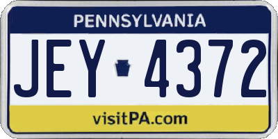 PA license plate JEY4372